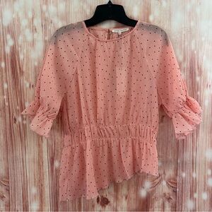 Elegant Pink Ruffle Sleeve Blouse